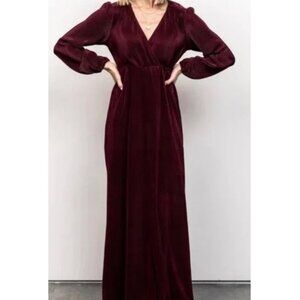 Baltic Born Venus Pleated Long Sleeve Dress in Mulberry Size Medium NWOT